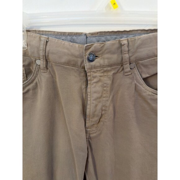 Peter Millar Mens Khaki Stretch Slim Fit Pants 89% Cotton 10% Wool Size 34 - Picture 2 of 5
